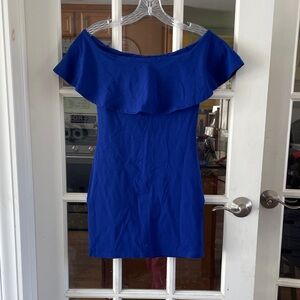 Susana Monaco Royal Blue Off-Shoulder Mini Dress